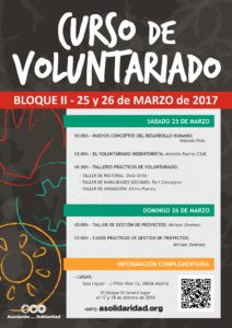 Cartel segundo bloque Curso de Voluntariado 2017 Asociación para la Solidaridad