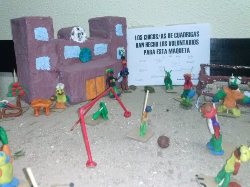 Maqueta de la escuela realizada por los niños del grupo Cuádrigas de Mérida